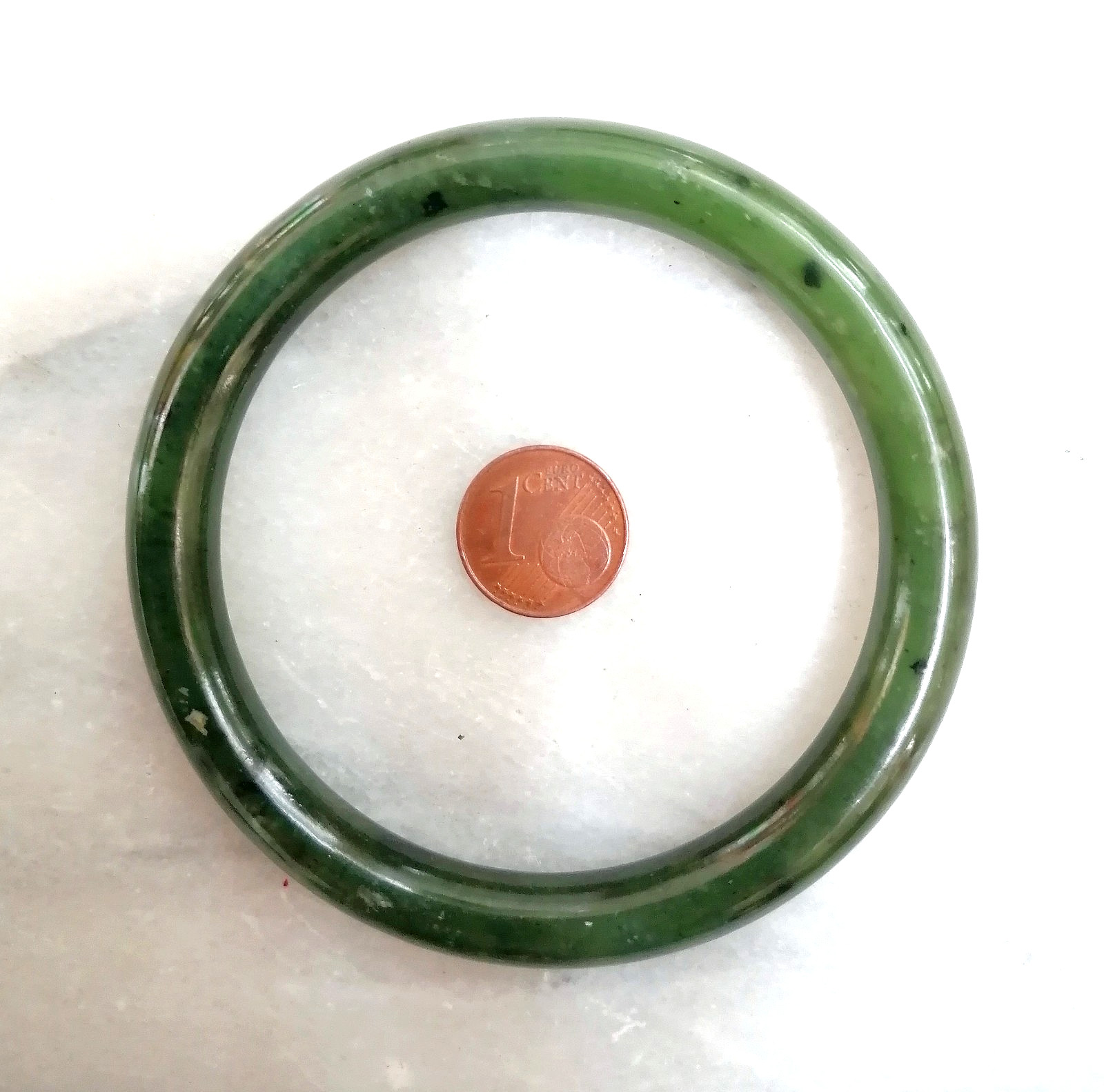 BEAUTIFUL ANTIQUE AUTHENTIC GREEN JADE RING BRACELET, CHINA, 1900.