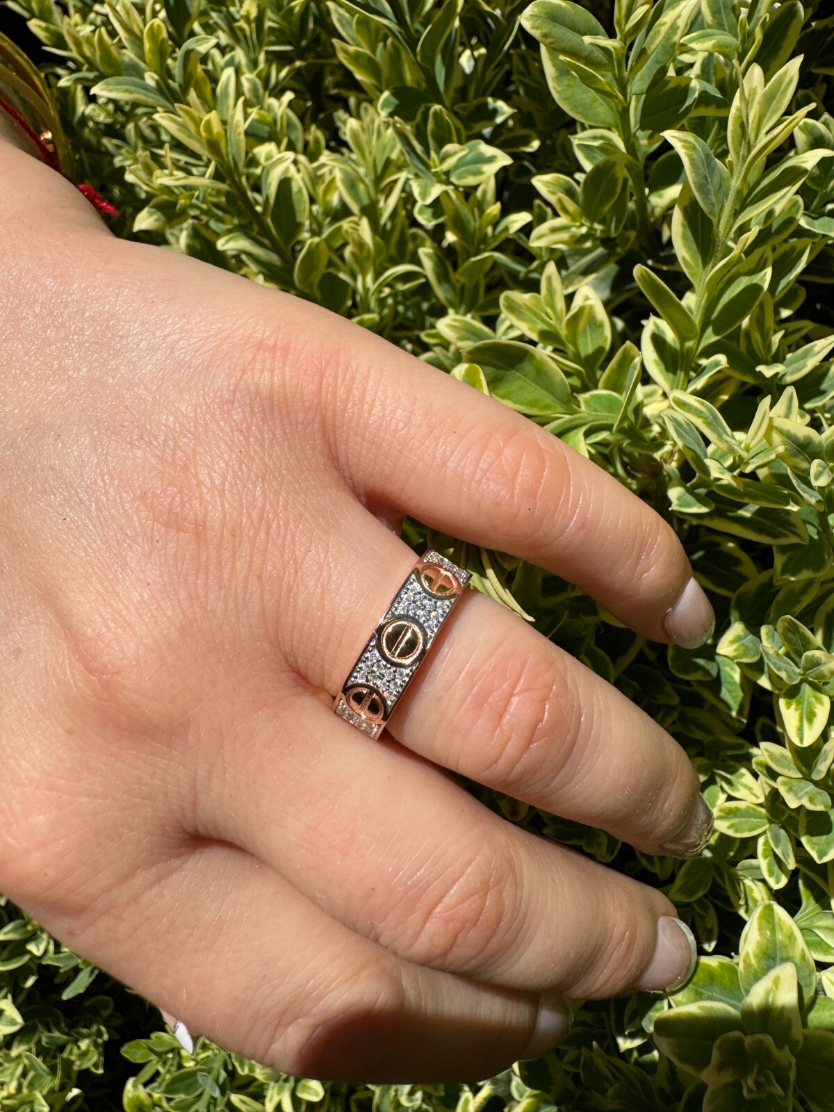 Real Iced Moissanite Eternity Band Wedding Screw Ring 14k Rose Gold 925 Silver