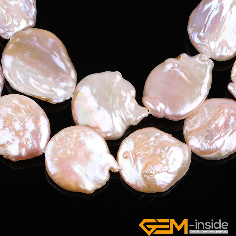 AAA Natural Baroque Big Nucleated Edison Coin Pearl Beads For Jewelry Making 15″