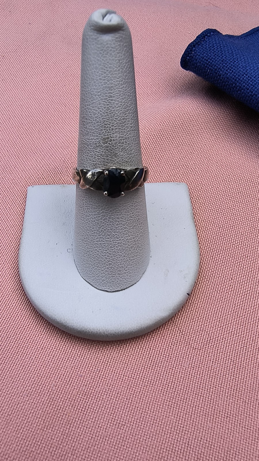 Sterling Silver Ring, Sapphire Solitaire, Size 8 Marked 925, Acid Tested #239