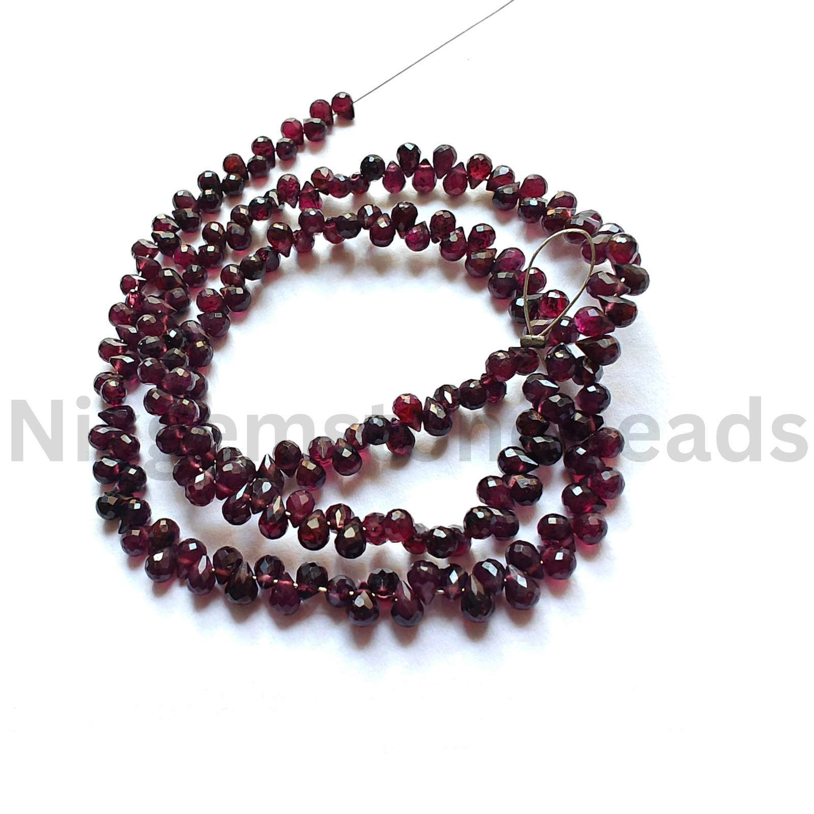 Natural Rhodolite Garnet Beads, Briolette Faceted Drop Cut Stone, 4.00-4.40 MM.