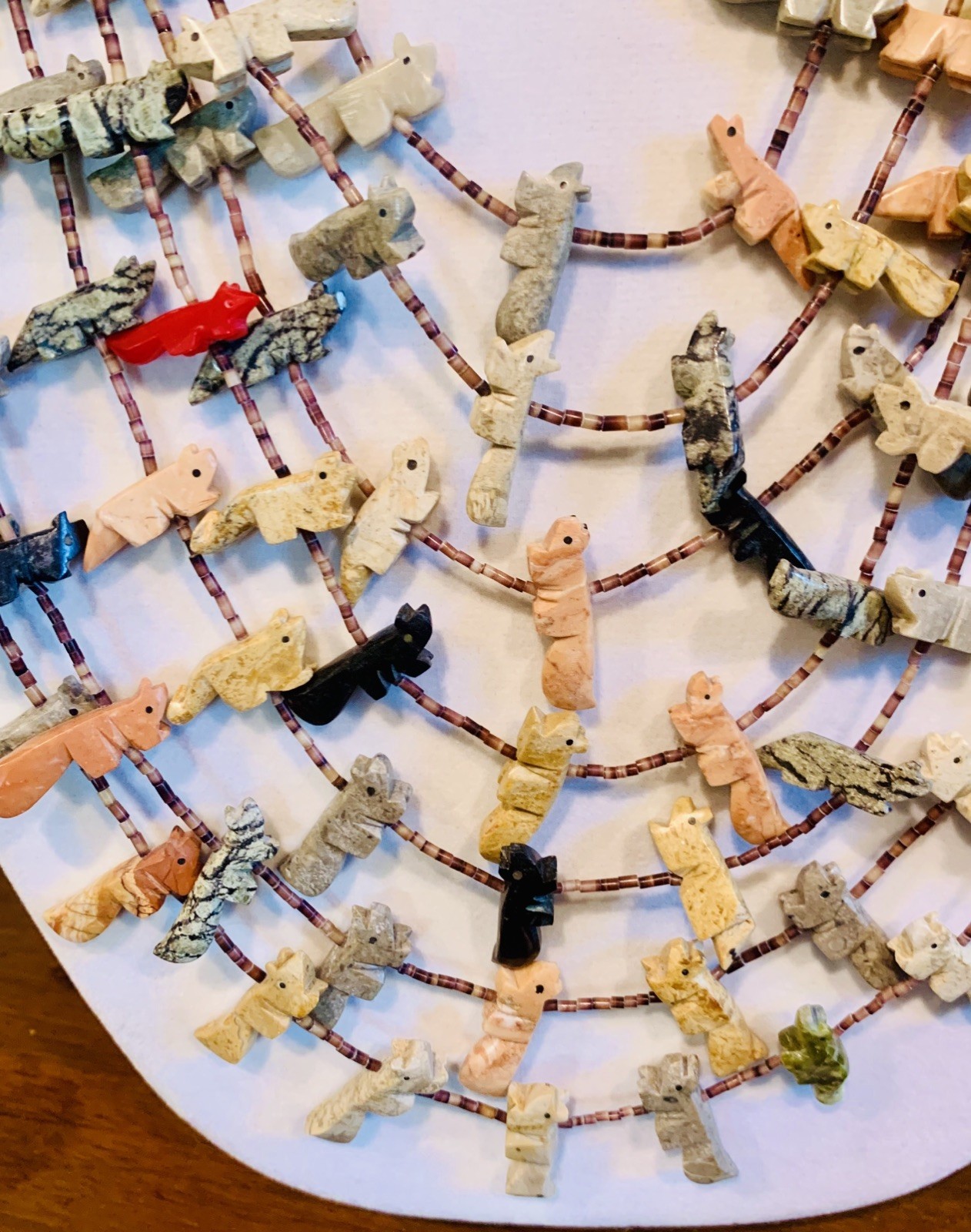 Huge! Native American 7 Strand Fetish Necklace 119 Carved Stone Animals Silver