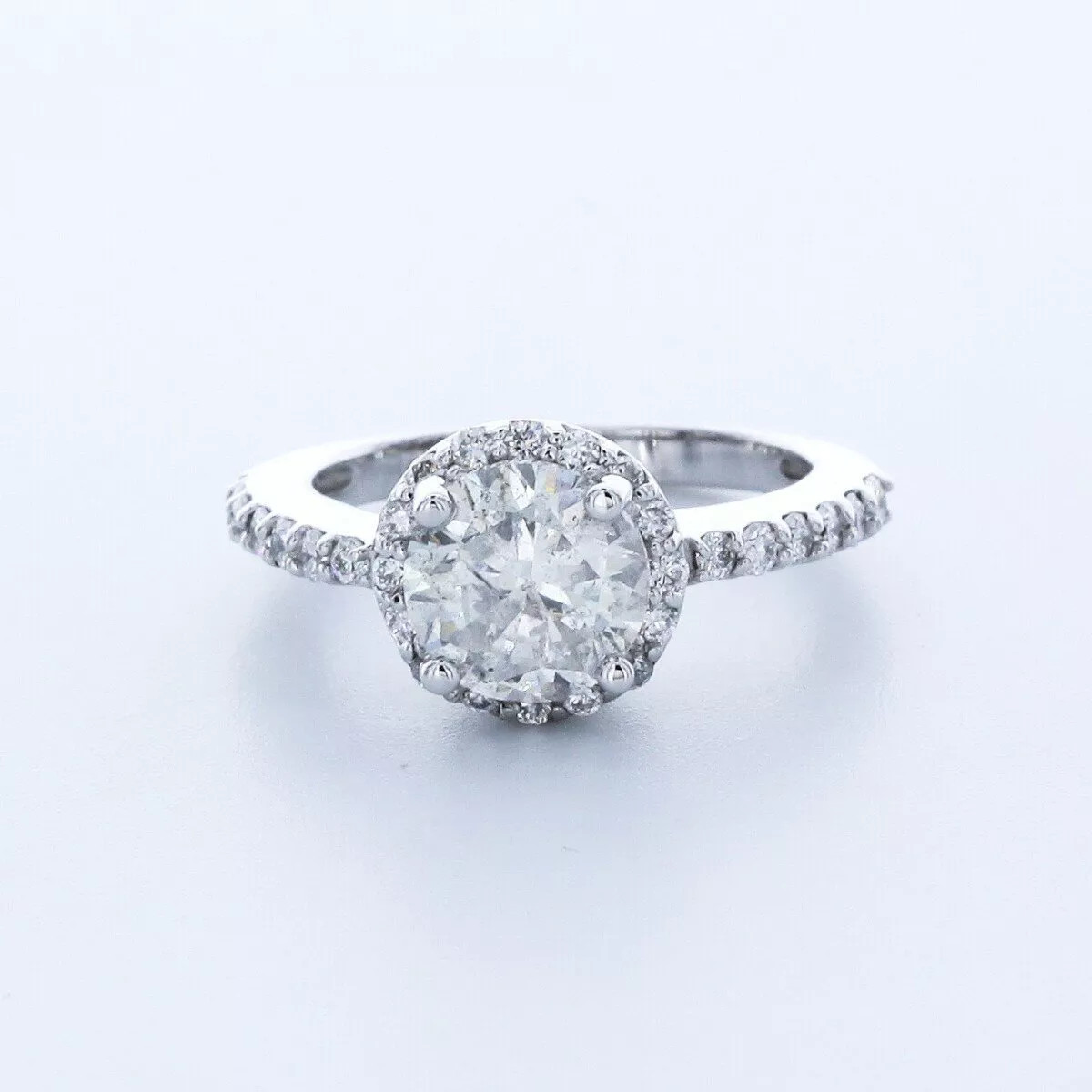 Side Stone Engagement Ring Halo 18K Gold 2.80 CT Round Lab-Grown Diamond E SI2