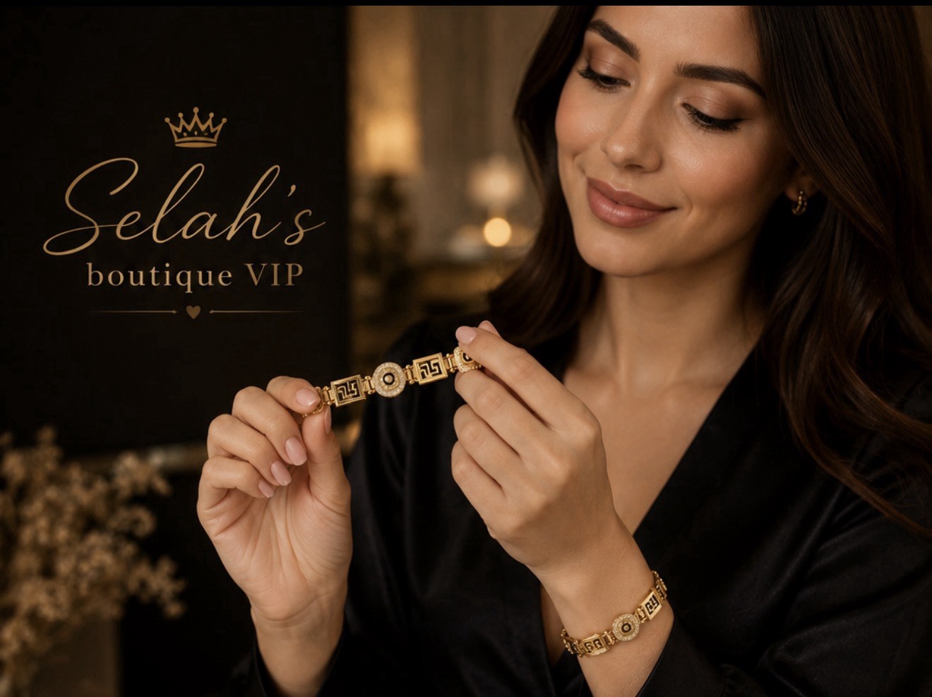 Top quality None tarnish none fade Gold Tone Greek Key Link Chain Bracelet,