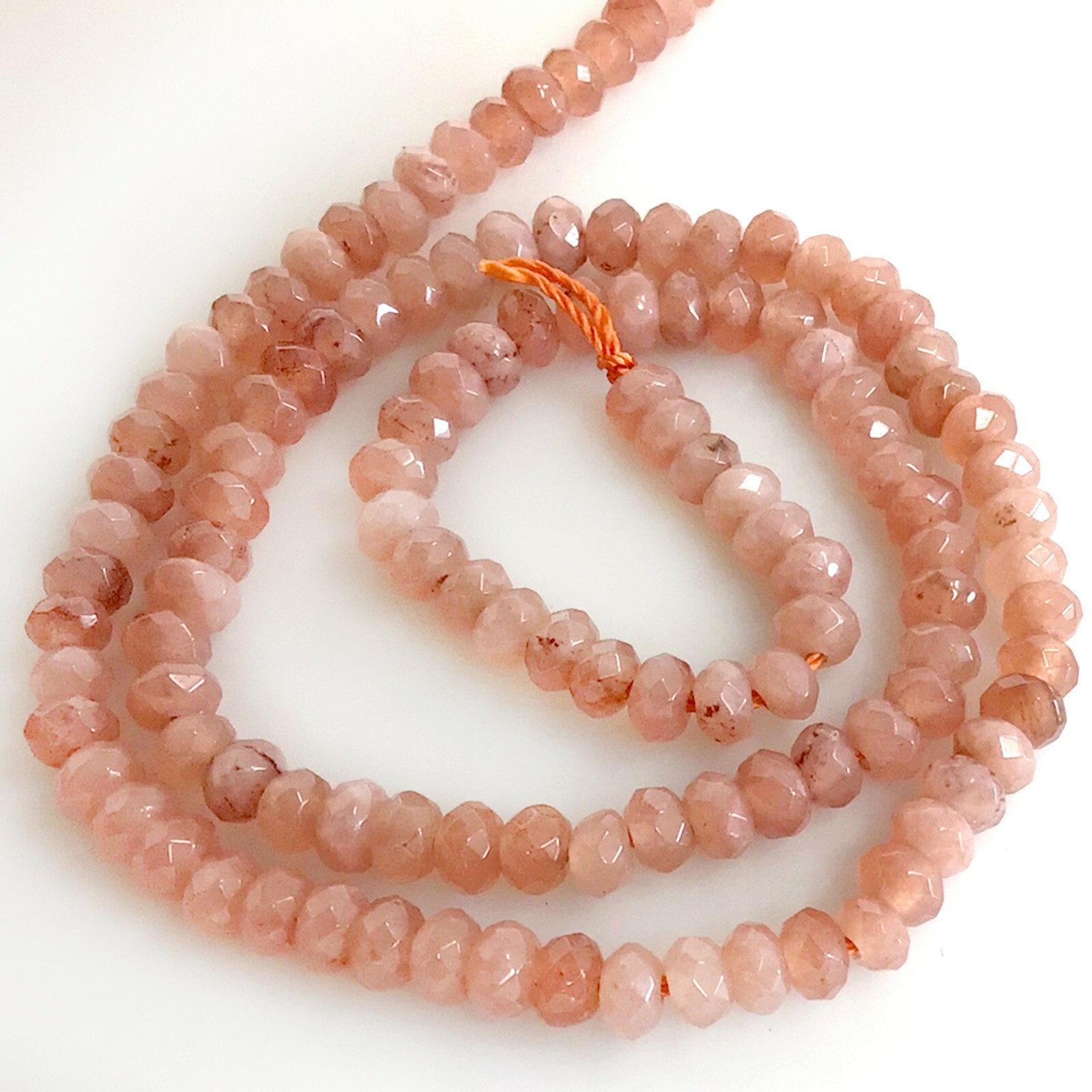 Natural Gemstones Peach Moonstone Faceted Rondelle Bead 4x3mm 14″ Jewelry Making