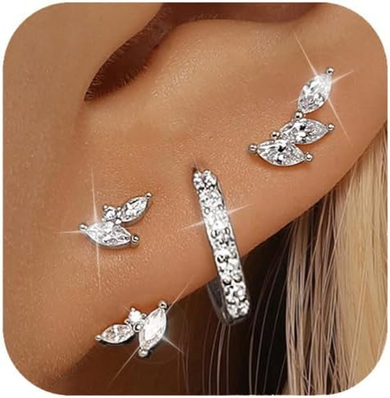 925 Sterling Silver Earrings Set for Women, 3 Pairs Hypoallergenic Earring Set f