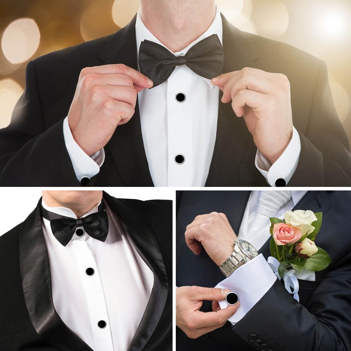 8 Pcs Tuxedo Buttons and Cufflinks Tuxedo Cufflinks and Studs Set Tuxedo Shirt S