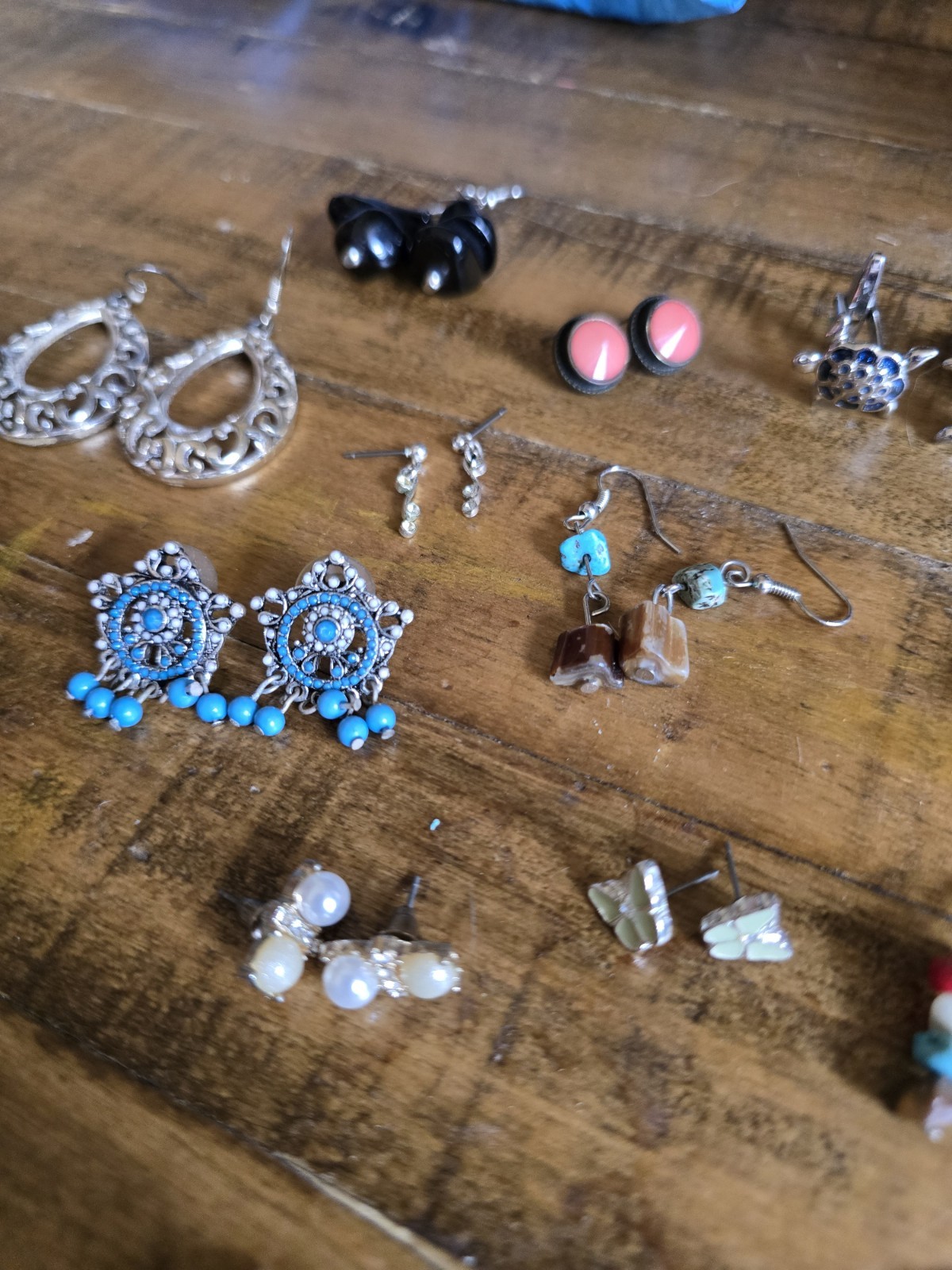 Vtg Retro Costume Lot Of 21 Clip On & Screw Back Rhinestone Earrings