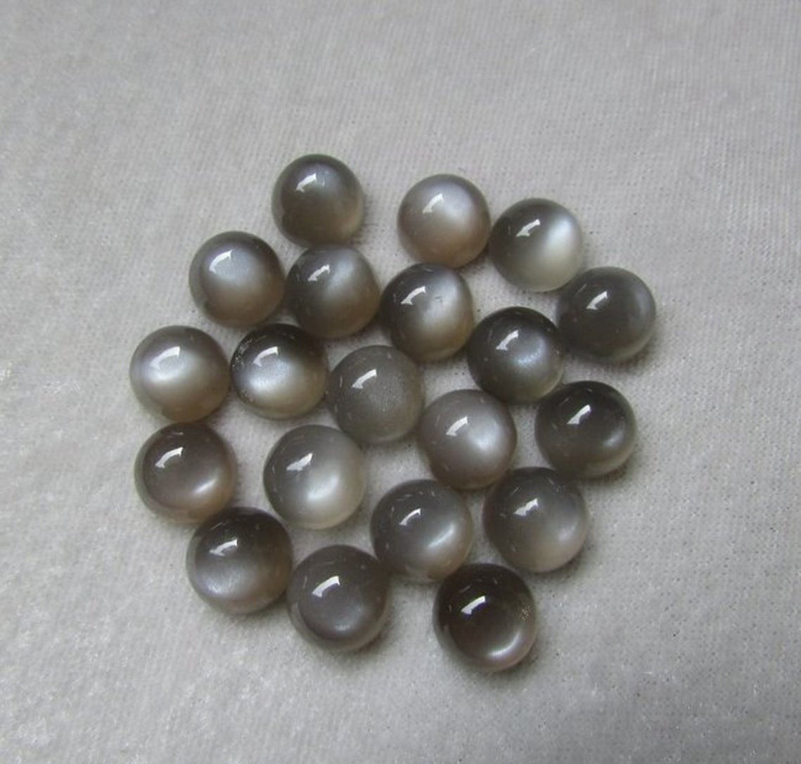 Gray Moonstone Round Cabochon 3mm To 12mm Natural Loose Gemstone