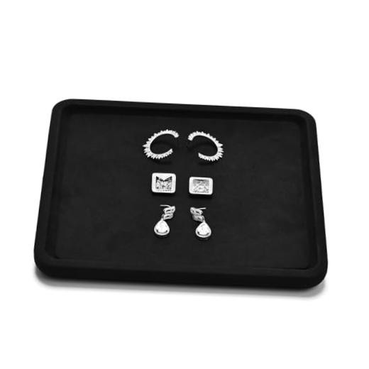 Microfiber Jewelry Display Flat Tray for Rings Earrings 20 * 18 * 1.5cm Black