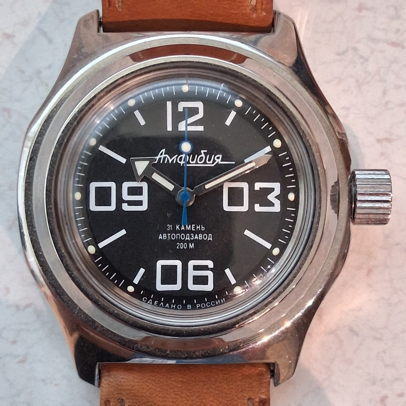 Vostok Amphibia Men’s Black Watch – Custom Bezel