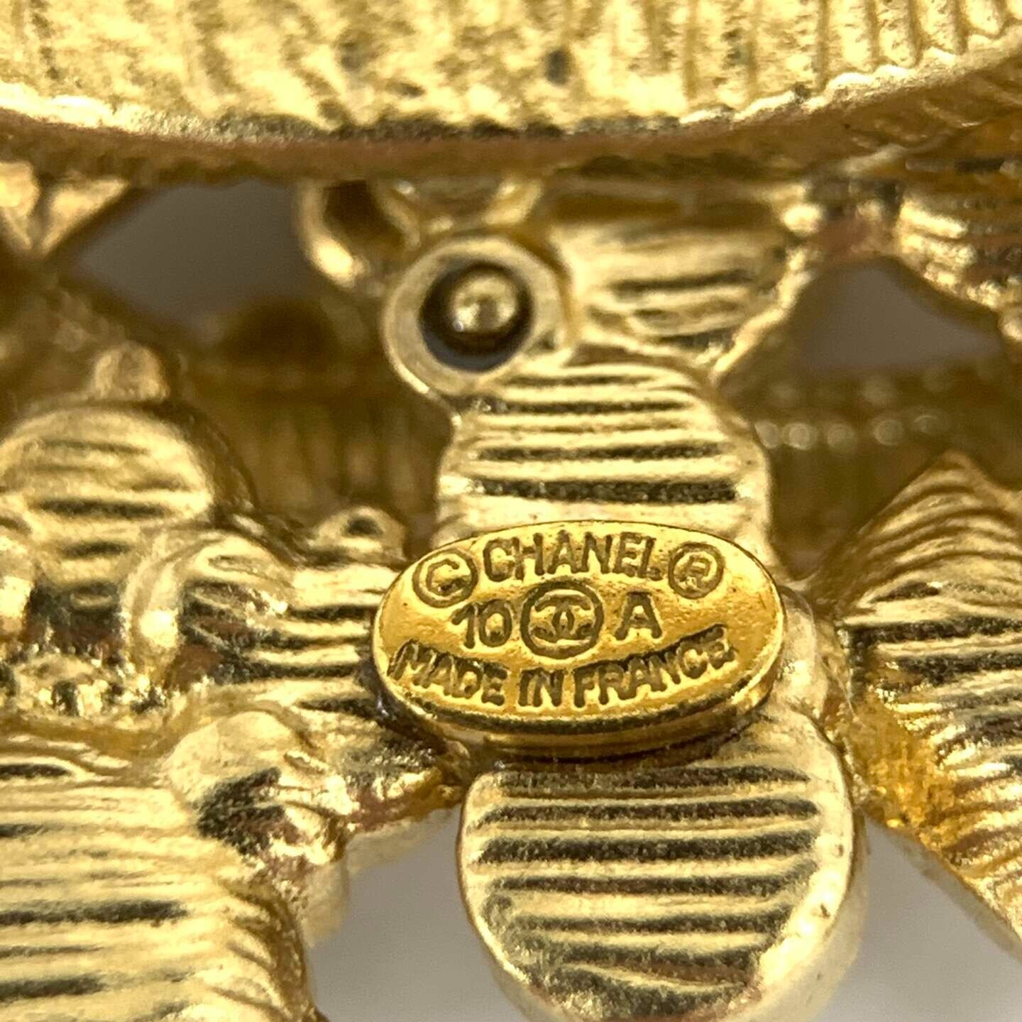 Chanel Coco CC Logo Gold Tone Rhinestone Ring 10A Size US 6-6.25 Used Authentic