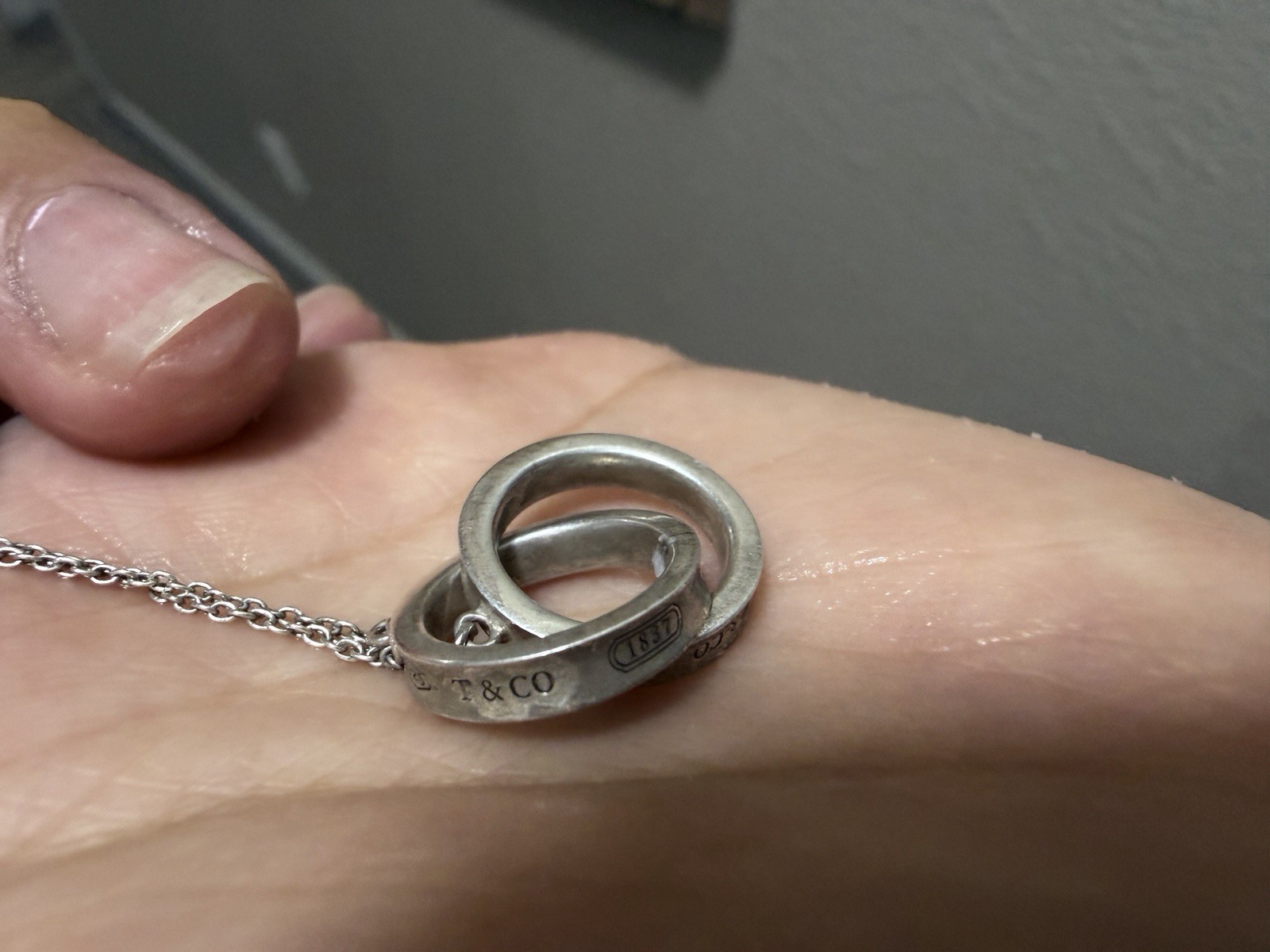 Tiffany & Co. Tiffany 1837 925 Sterling Silver Interlocking Circles Necklace 16″