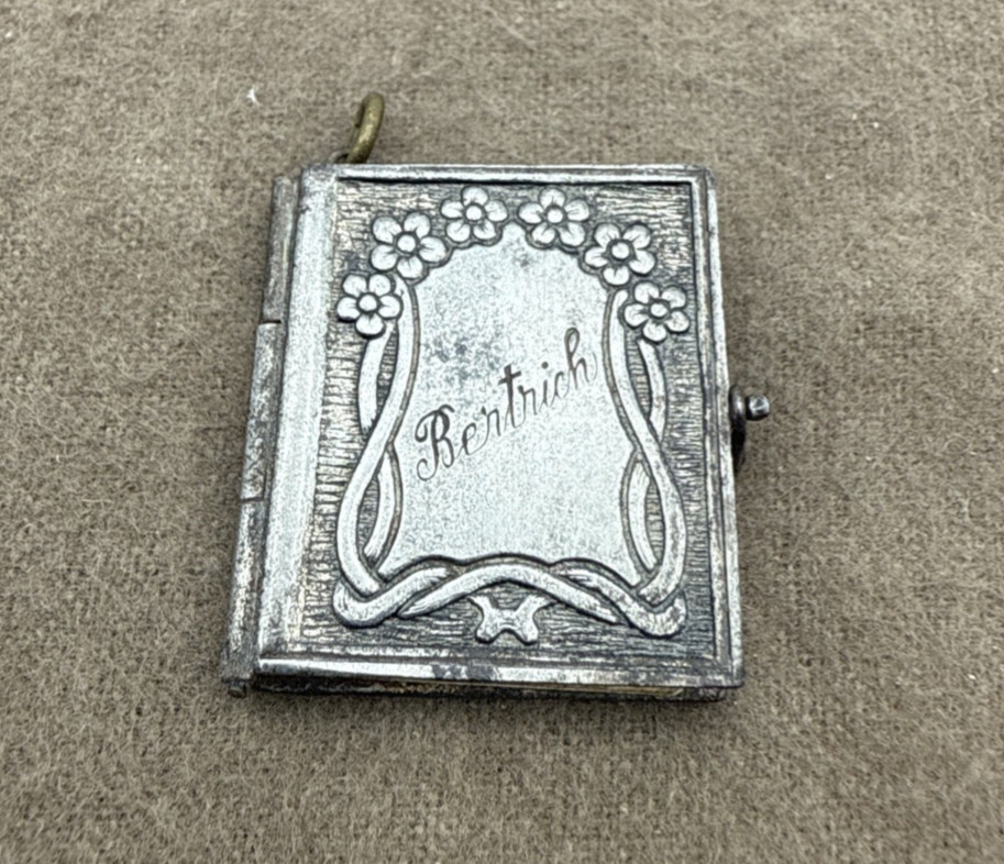 Vintage Mini Photo Holder Charm Pendant Book Bertrich Jewelry