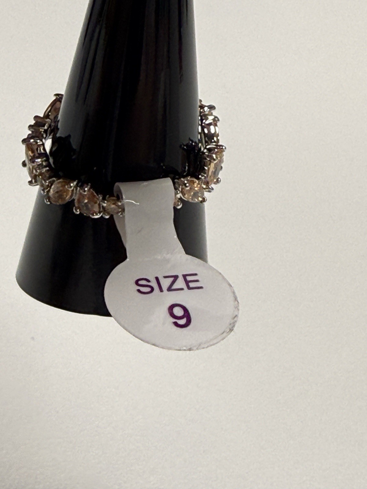 BP OG RG20891 Dark Smokey Topaz CZ Marquise Prong Rhodium Plated Band Ring 9
