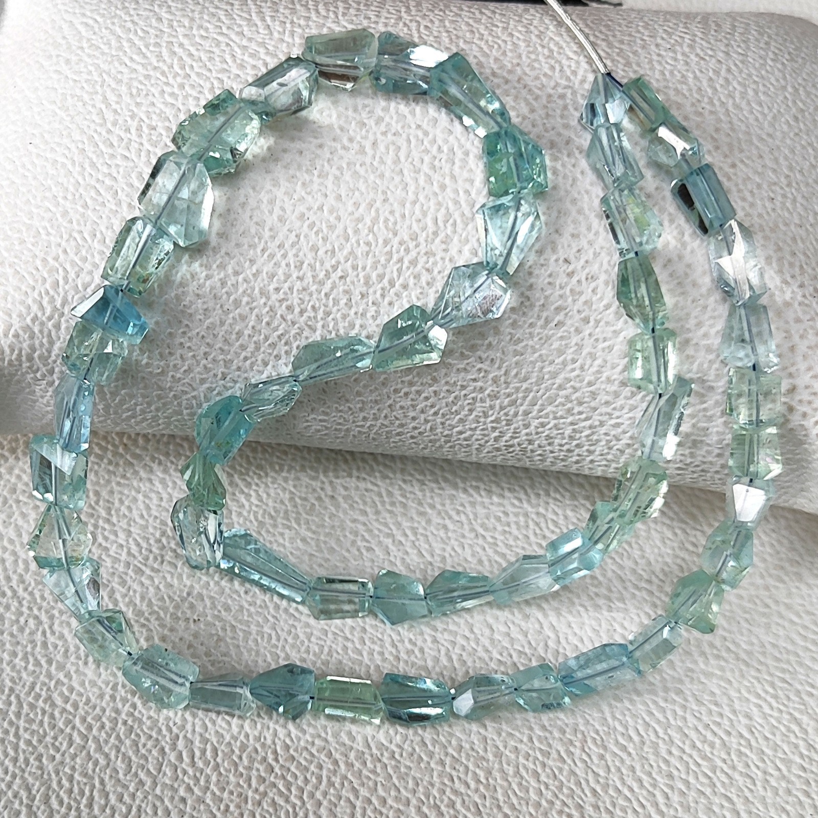 8-9mm Natural Aquamarine Faceted Nugget Beads 17″ Strand Brazil Gemstones