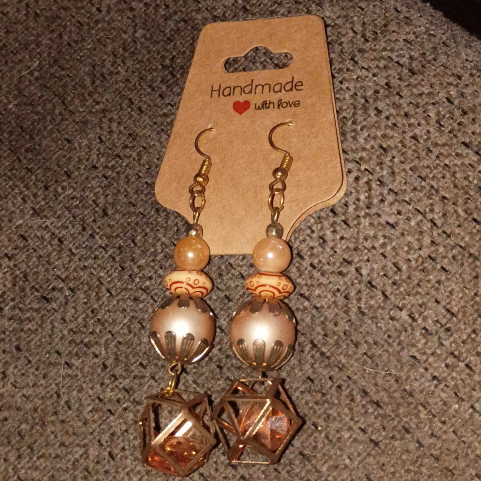 A Gold Beaded Unique Dangly Earrings