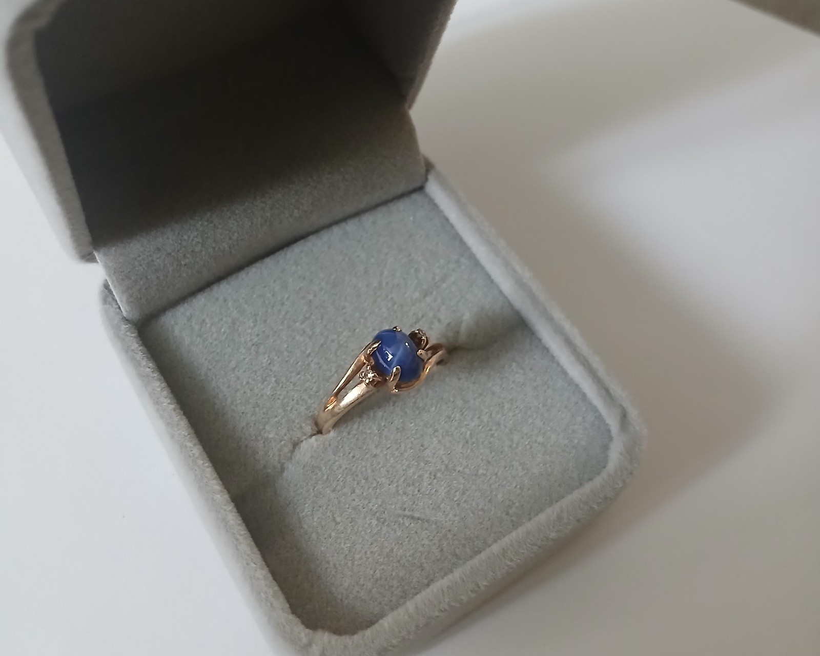 10K Blue Star Sapphire Diamond Ring Size 6.5 #4258