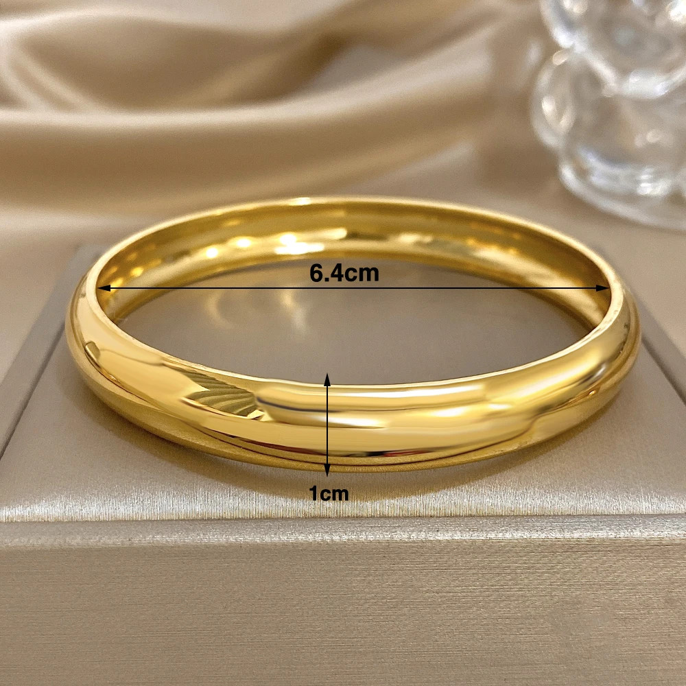 Glossy Gold Plated Stainless Steel Bracelet for Women Men Fashion 10 15 30mm.