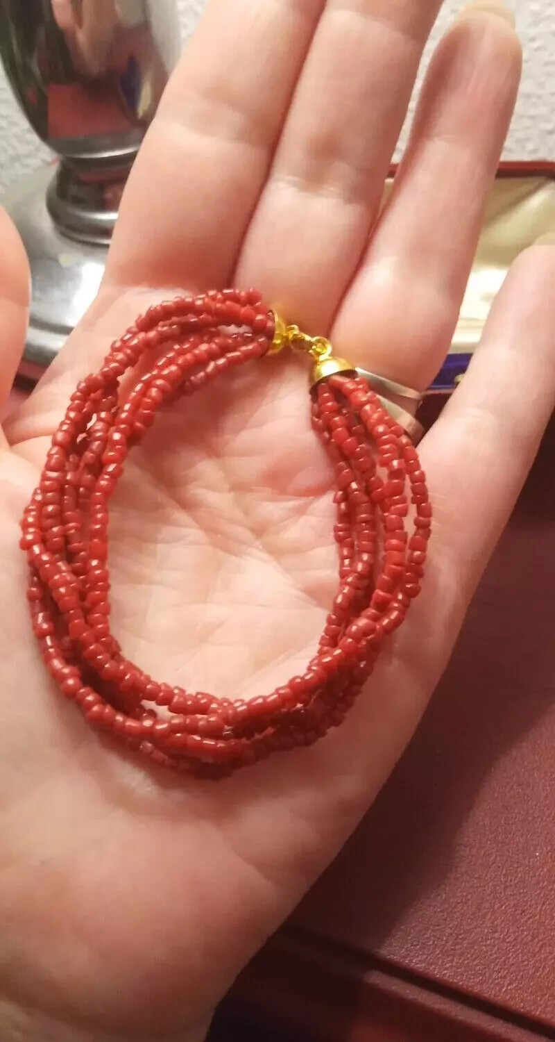 🦋Antique 18Kt 750 Gold Scare Multifilament Coral Bracelet🦋
