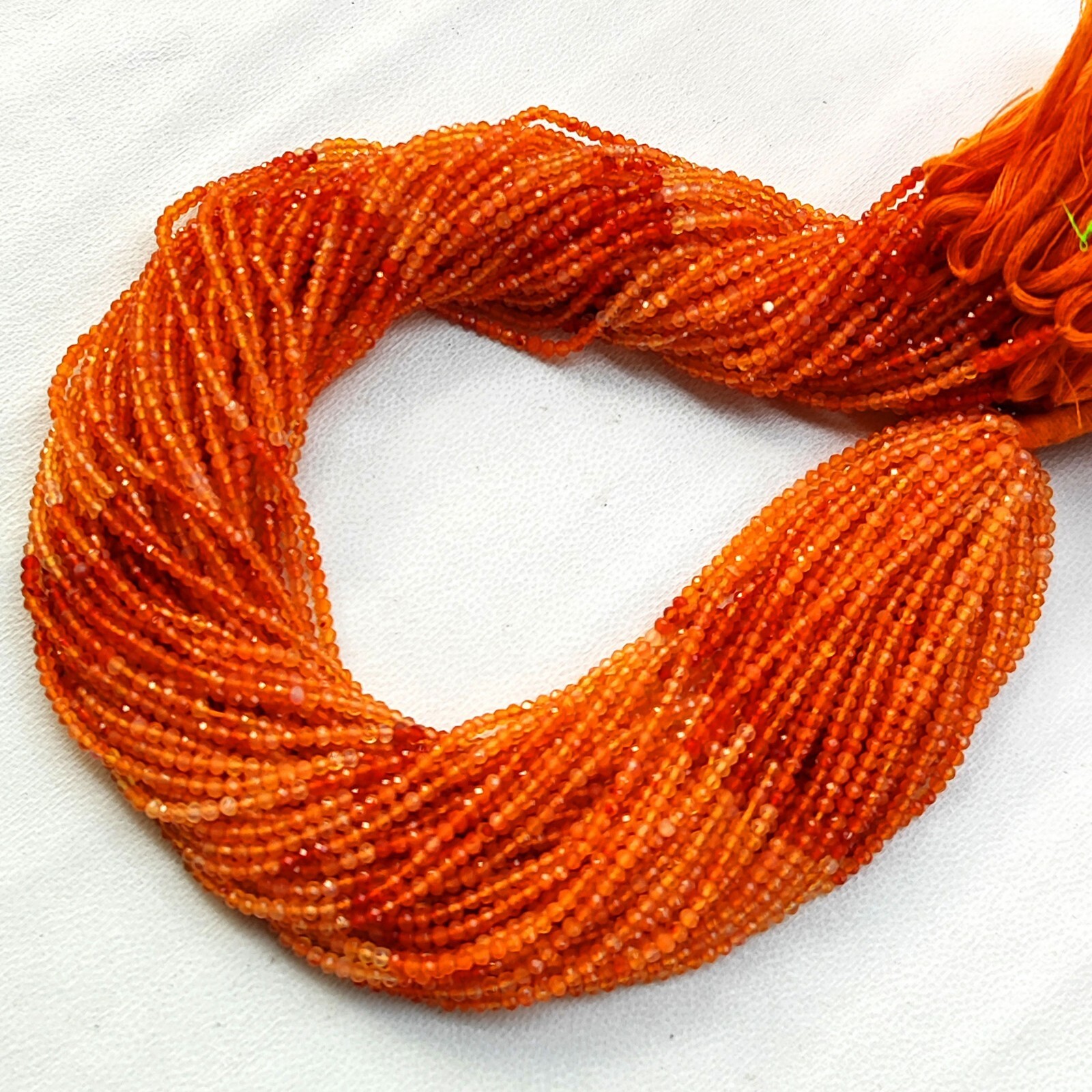 Natural Orange Carnelian Gems 2.5 mm Size Faceted Round Spacer Beads 14″ Strand