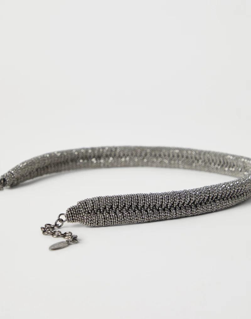 BRUNELLO CUCINELLI WOMEN’S SILVER-TONE WOVEN CHOKER NECKLACE MSRP $1900