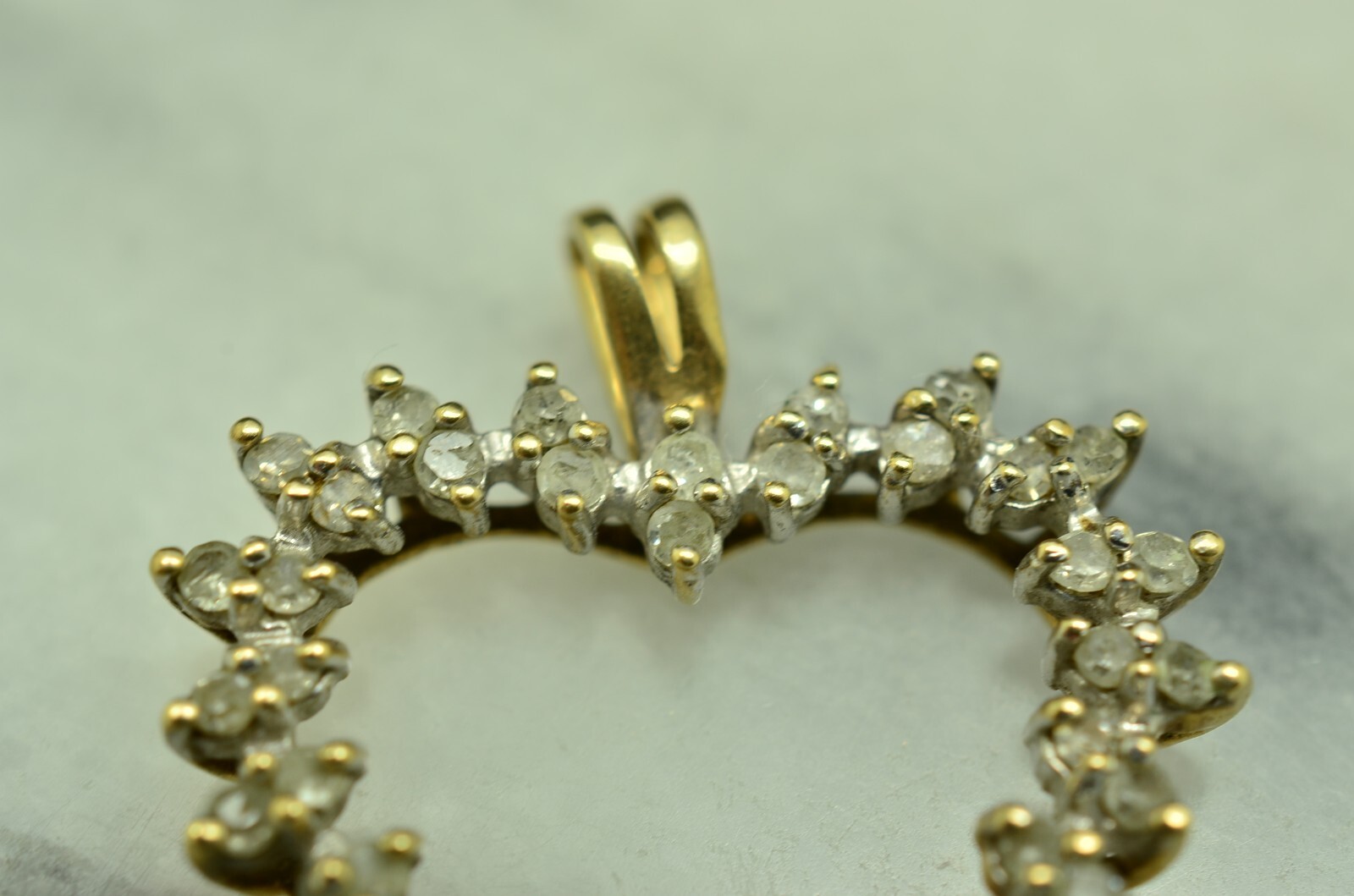 10K Yellow Gold Open Heart Pendant Charm Covered In Diamonds 0.44 TCW
