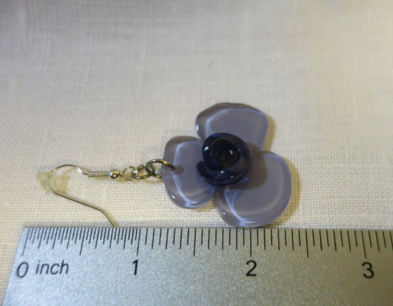 Lavender Flower Acrylic Drop (Silver Tone Finish) Earrings NWT USA