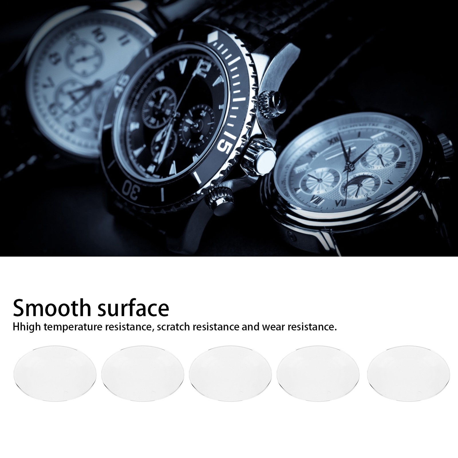 5PCS 25.5mm-27.5mm Single Dome Sapphire Watch Crystal Glass 1.7mm Thickness