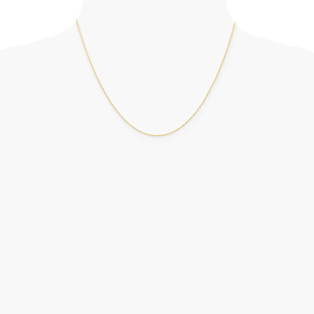 10K Yellow Gold .6 Mm Carded Cable Rope Chain Necklace 16″-24″