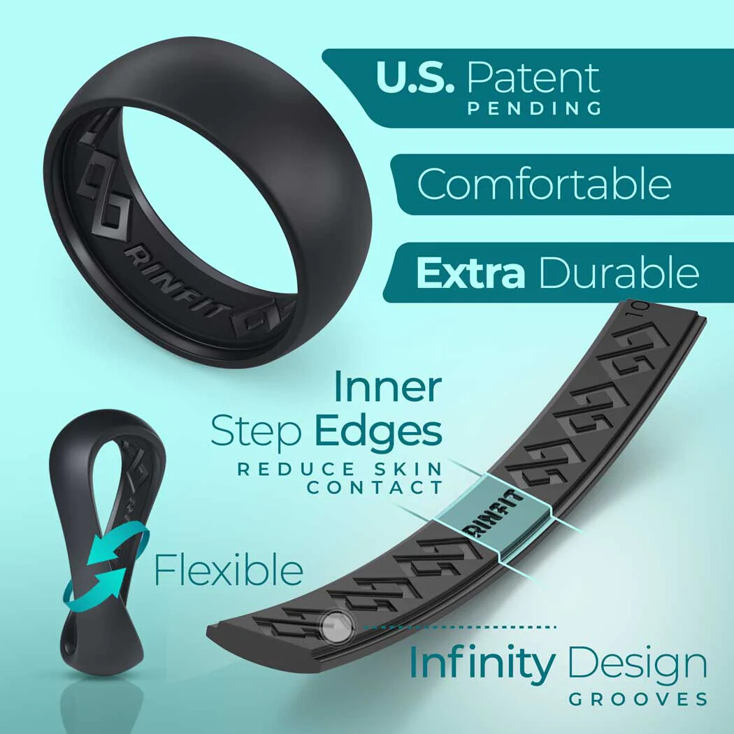 Silicone Wedding Ring for Him & Her by Rinfit – Couple Rubber Ring Set Classy
