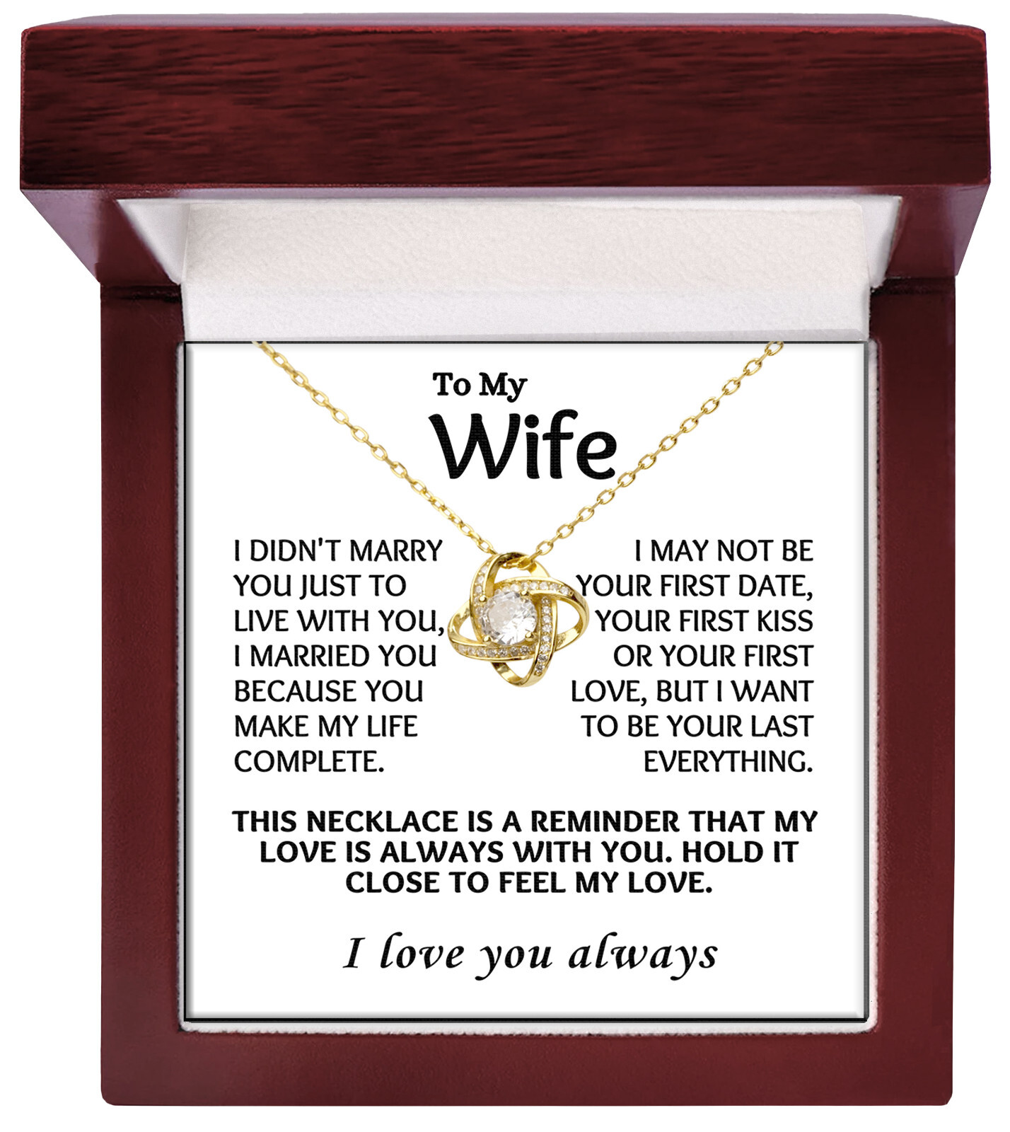 To My Wife Pendant Necklace Jewelry Gift For Women Birthday Anniversary Gift