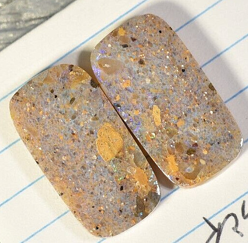 Matched Pair Louisiana Opal Cabochon Gem Opal Natural Untreated 20.50 cts.