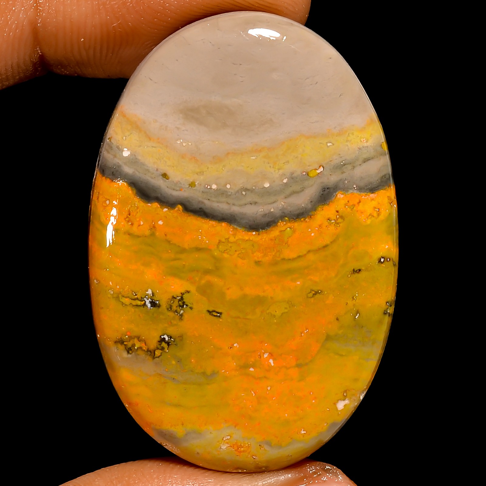 100% Natural Bumble Bee Jasper Oval Cabochon Gemstone 62.5 Ct 40X27X6 mm UG-2774