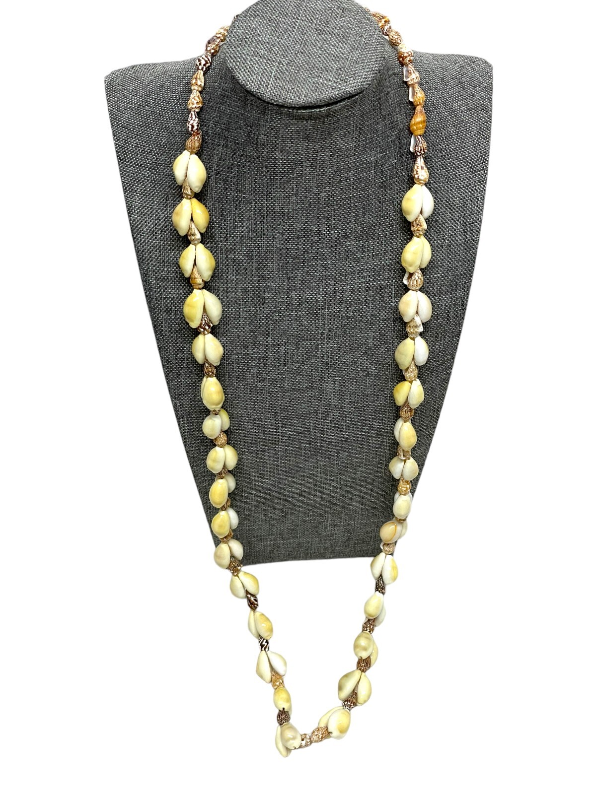 (7) Vintage Philippines Cowrie Mixed Shell Long Strand Necklaces Hippy Boho