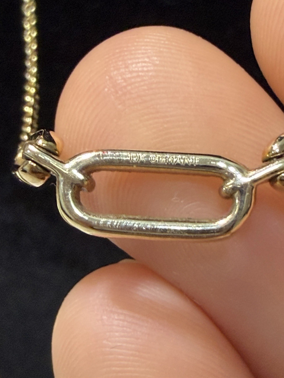 10K Yellow Solid Gold Pave Diamond Triple Paperclip Link Designer Necklace