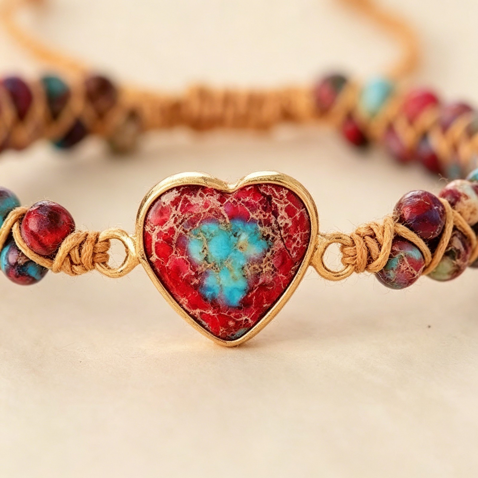 Women Heart Charm Bracelet Woven Handmade Boho Adjustable Friendship Gift Jewel