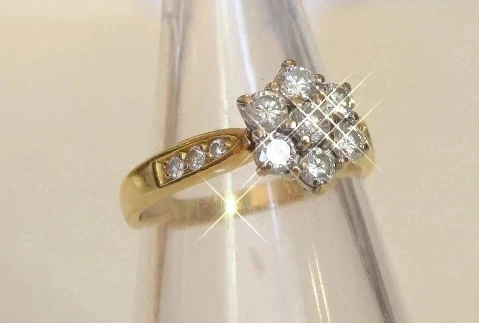 3Ct Round Cut Lab Created Diamond Cluster Engagement Ring 14K Yellow Gold Plated