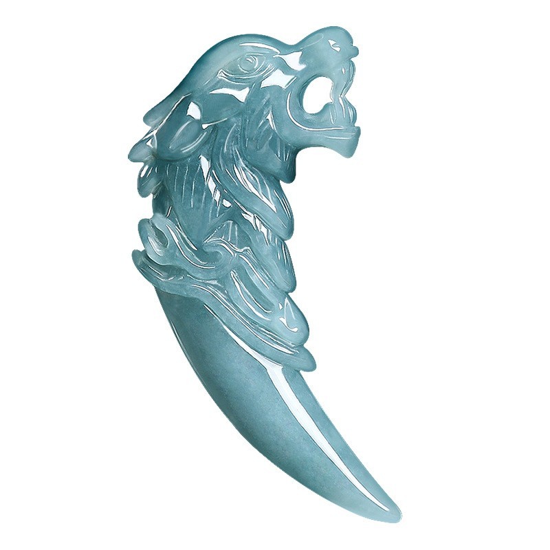 Premium Natural A Grade Ice Blue Water Jadeite Priest Pendant Unisex Necklace A8