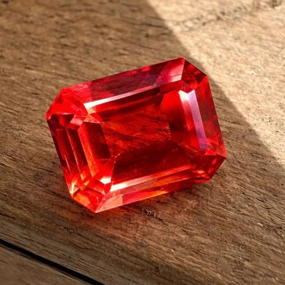 AAA+ 13.20 ct flawless sapphire orange emerald cut loose gemstone EGL Certified