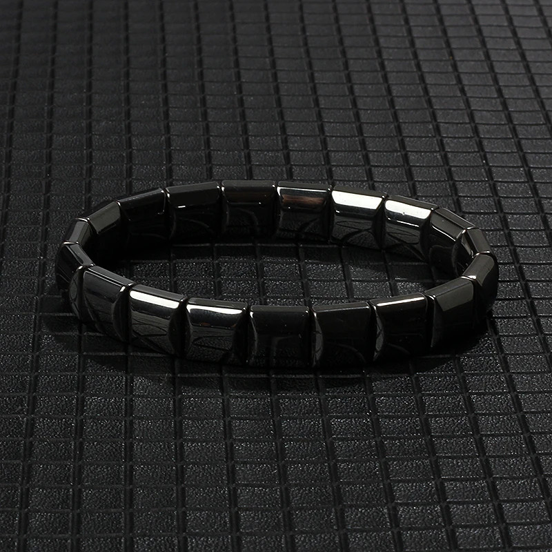 Arrow Hematite Bracelet Beaded Stretch Classic Round Stone Style Men Jewelry