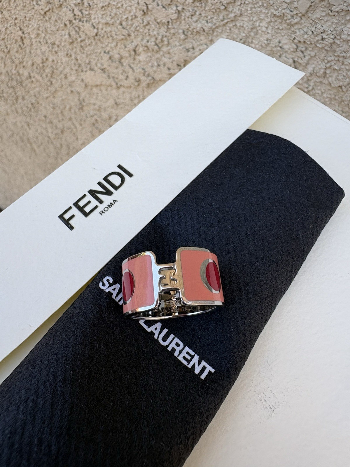 fendi ring enamel fendista ring size large