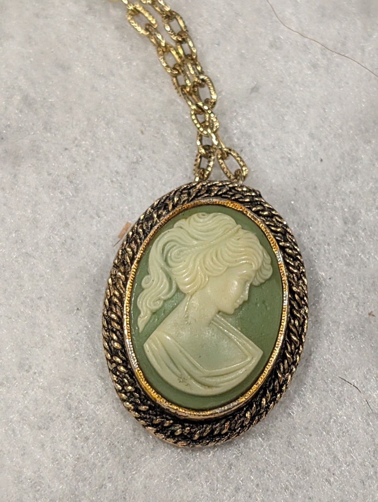 Vintage Lot of 2 Cameo by Peri Necklace – Costume Jewelry – 24 Inch Long Chain