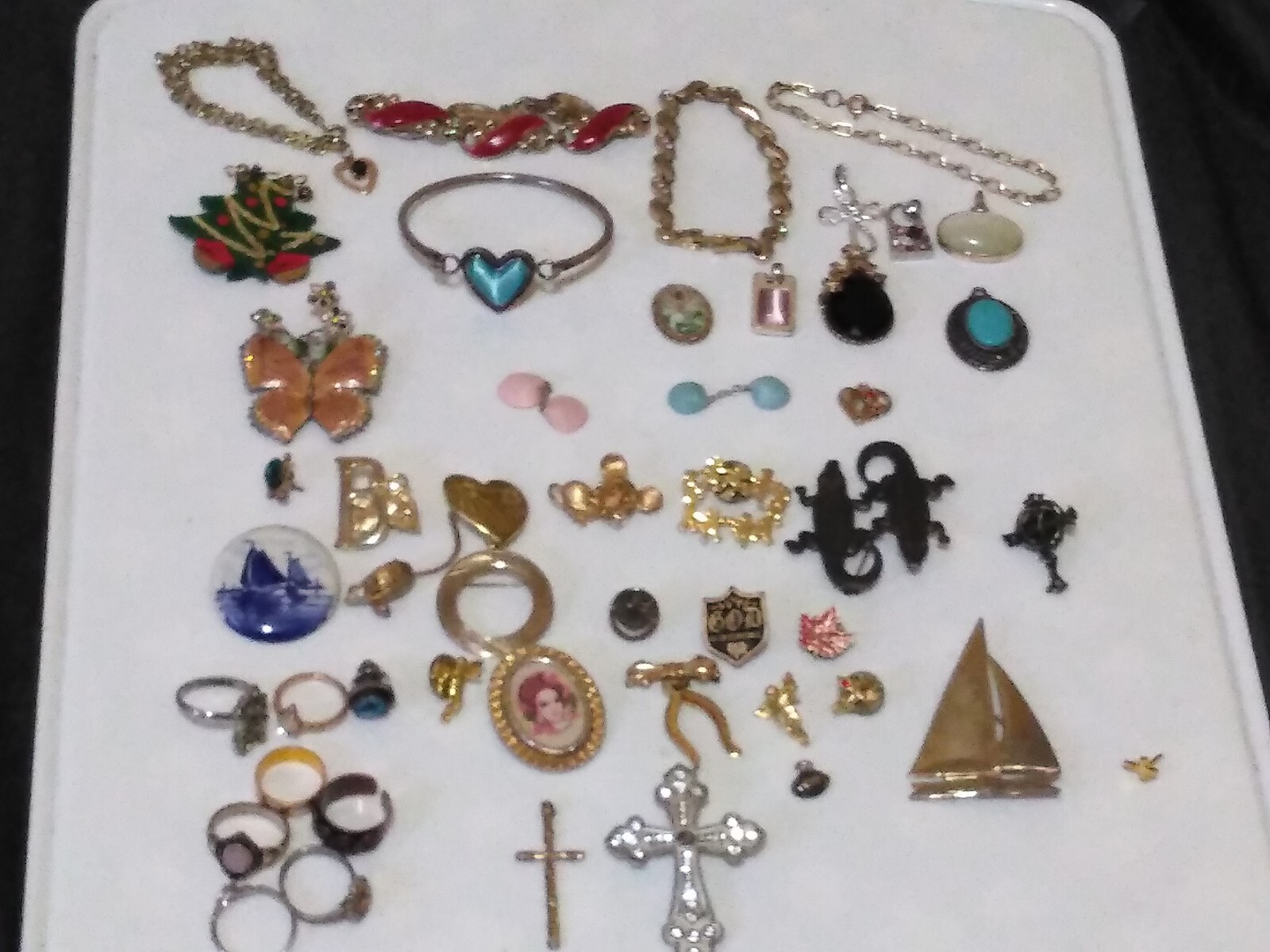 Vintage Lot Of Earrings,Pins, Bracelets,Rings