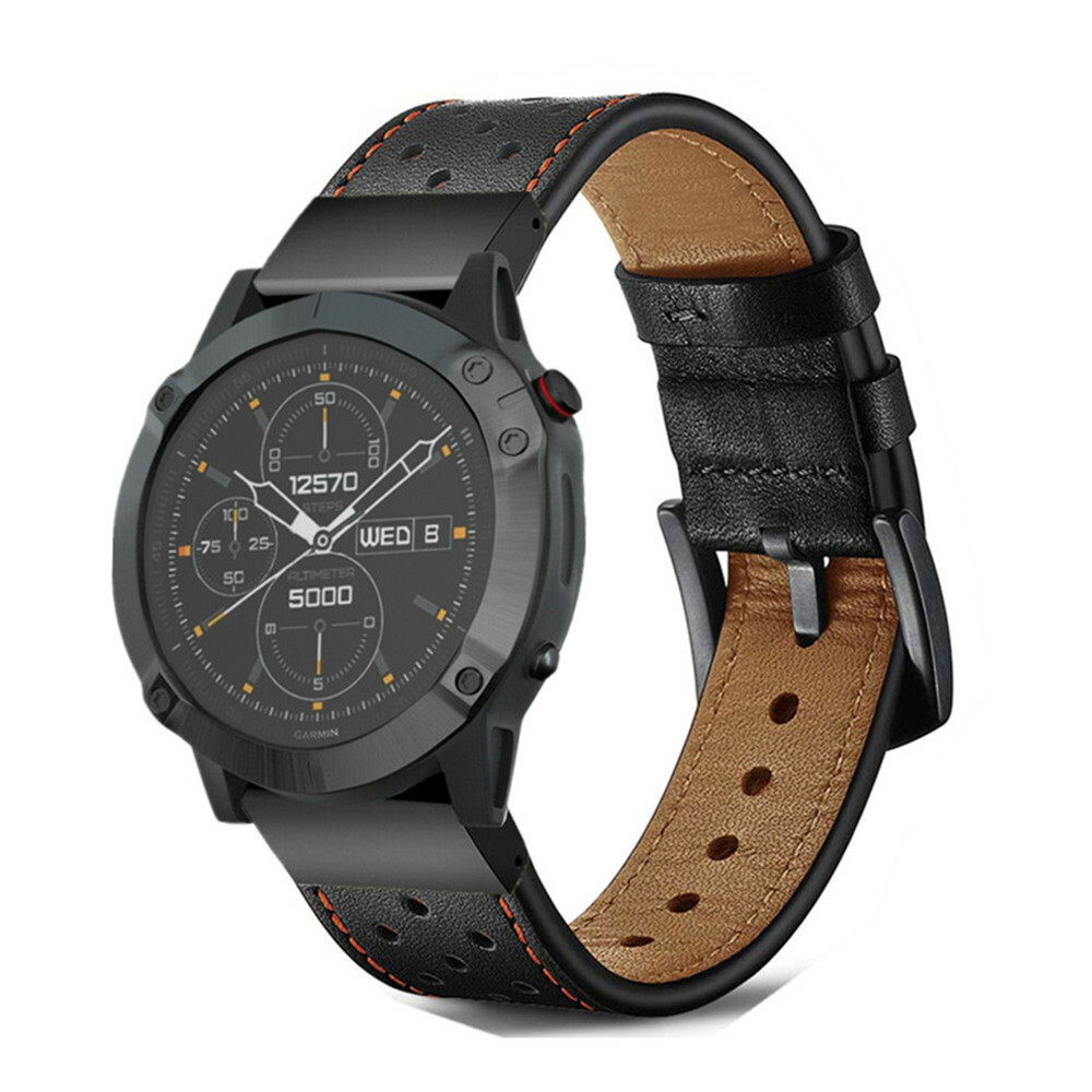 Quick Fit Genuine Leather Strap Watch Band For Garmin Fenix 7X 7 6X 6 5X 5