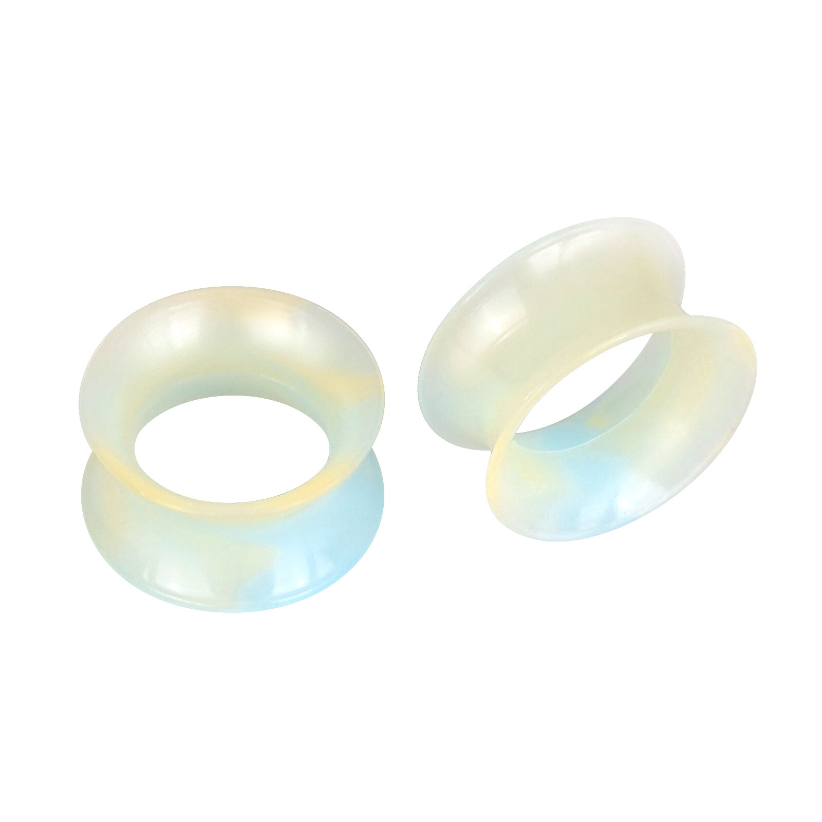 Pair of Thin Flexible Silicone Ear Skins Glow in the Dark/Glitter Flesh Tunnels