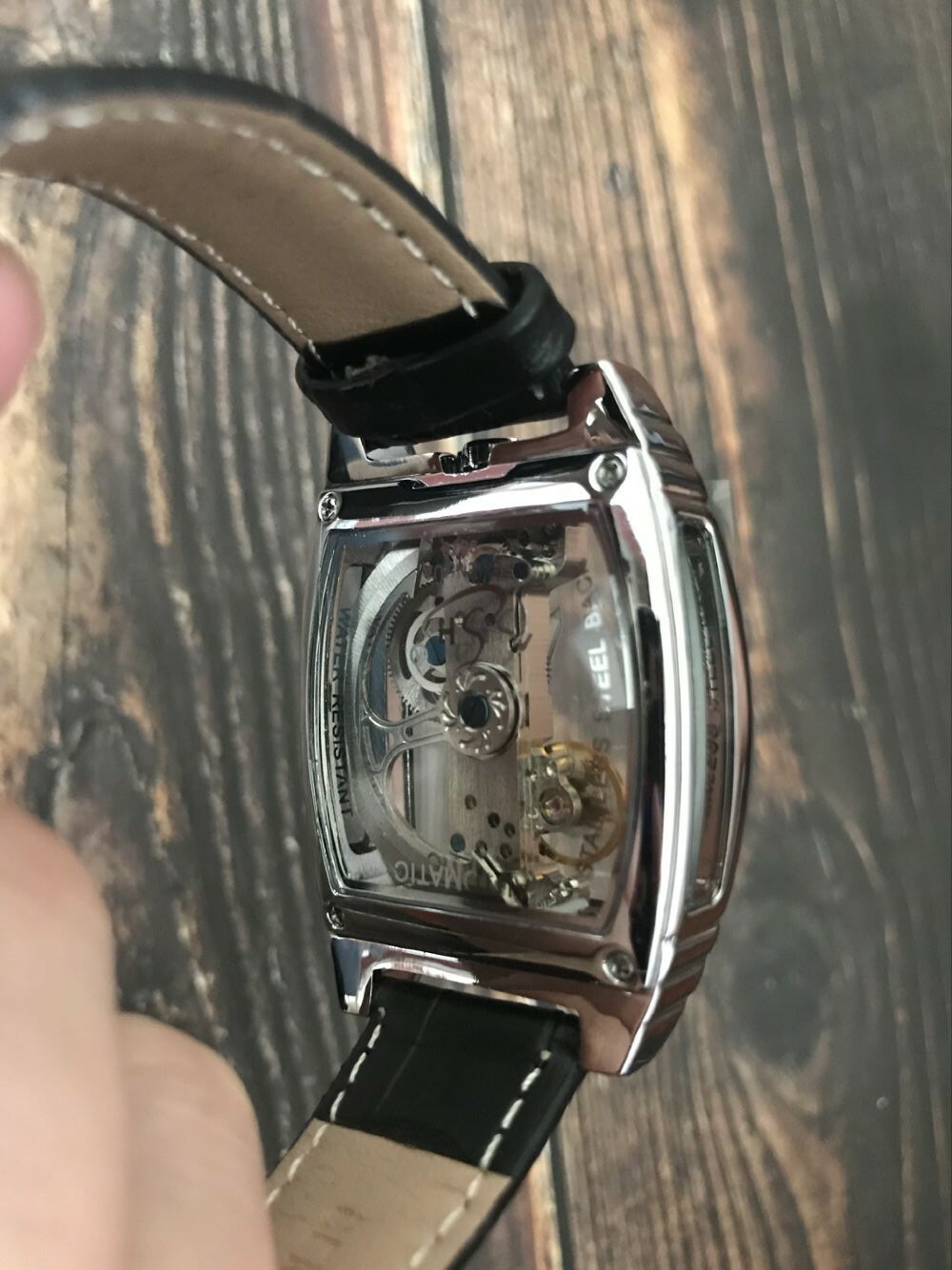 Men’s Tourbillon Automatic Mechanical Watch BLack Leather BandChristmas Day Gift