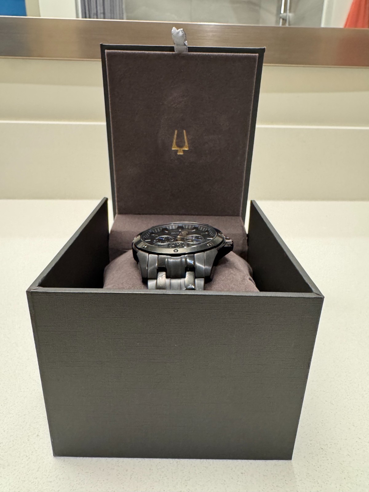 Bulova Men’s Watch 98C121 Black Stainless Stell Chronograph Quartz 43mm w/ Box