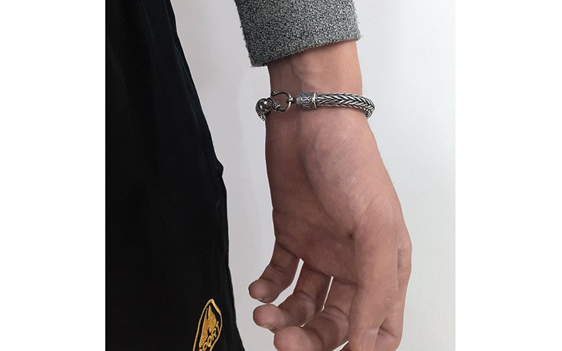 Pure Real S925 Sterling Silver Bracelet 6mm For Men Round Wheat Link Chain