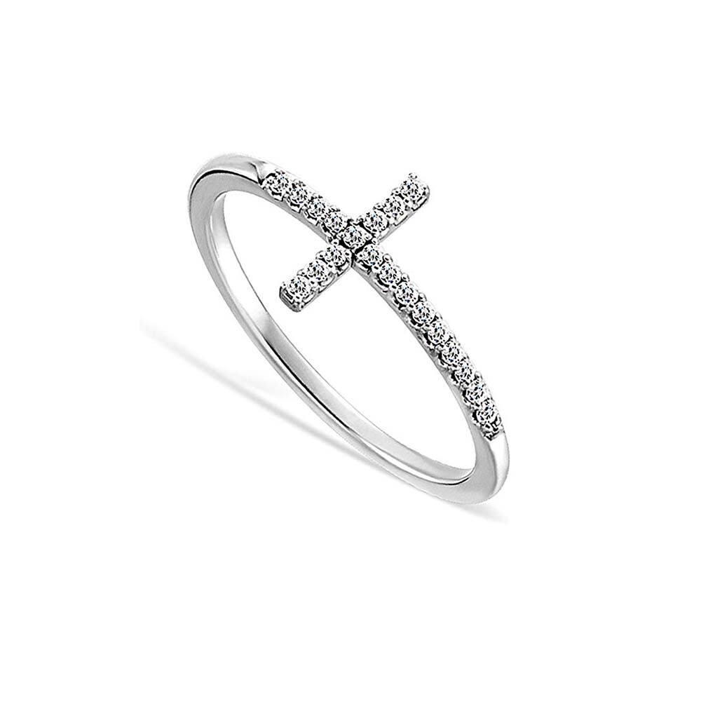 Sterling Silver Classic Clear CZ Religious Cross Fashion Ring 3 STYLES NEW! S6-9